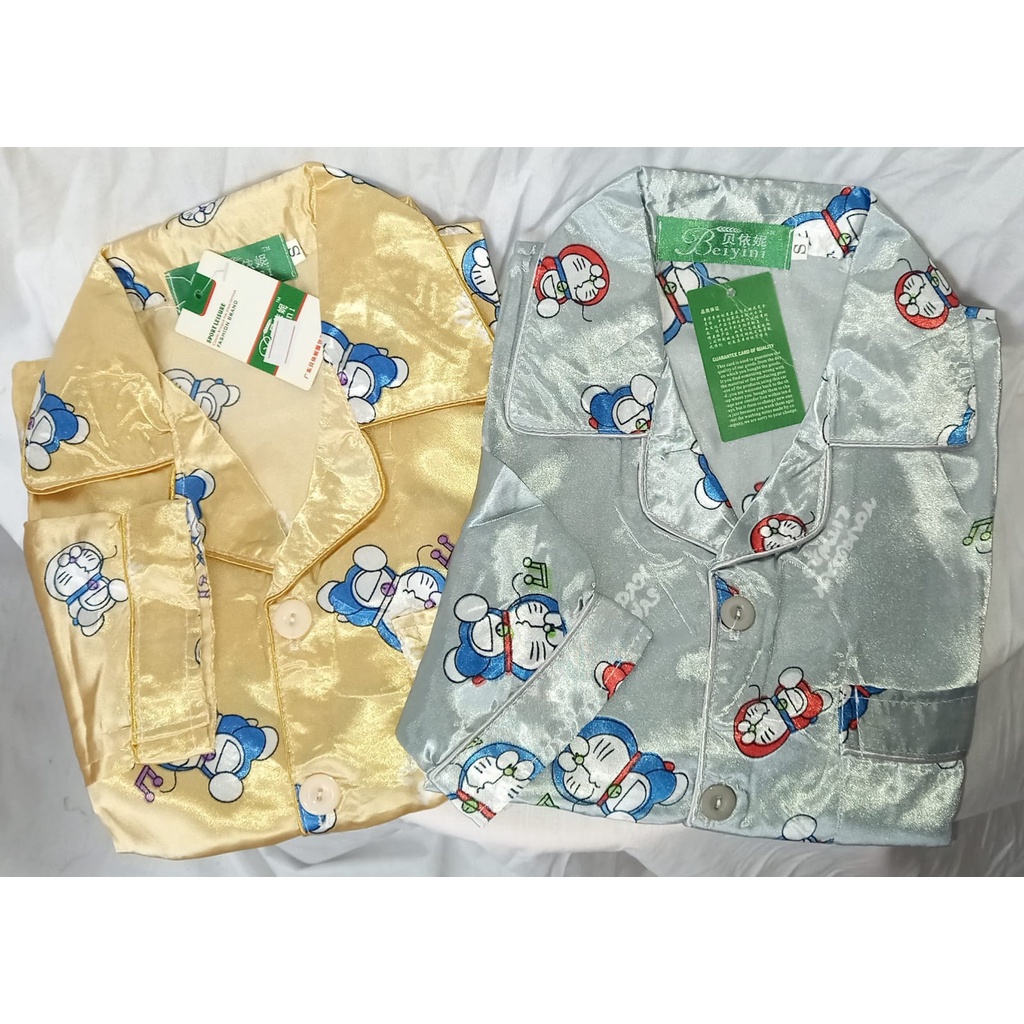 Setelan Piyama Baju Tidur Anak Perempuan Laki-laki Satin Murah