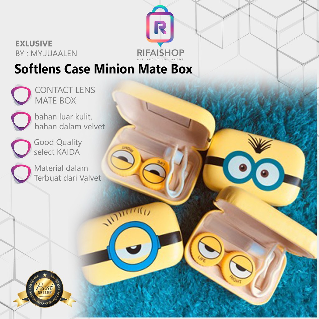 Tempat Softlens case minion kotak lensa minion lucu unik