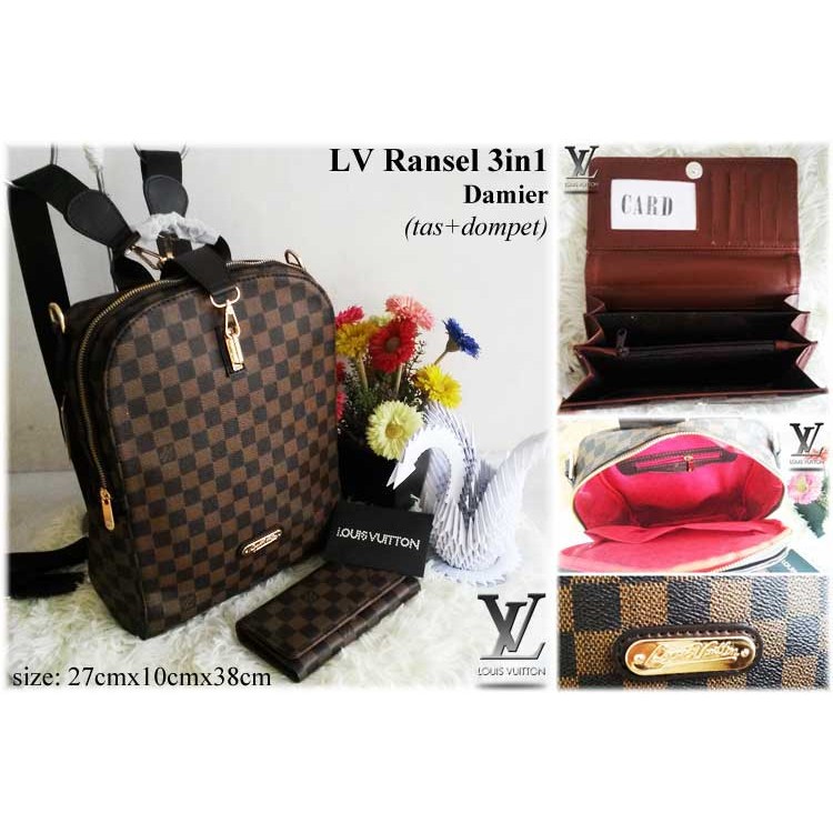 LV Ransel 3in1 Set Dompet