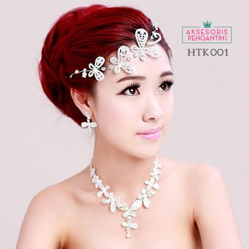 Paket Perhiasan Kalung Tiara Wanita l Aksesoris Wedding Modern-HTK 001