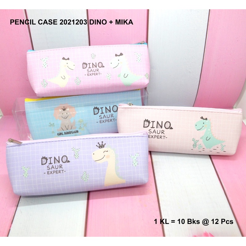 

Pencil case kain sleting plus mika dino satuan