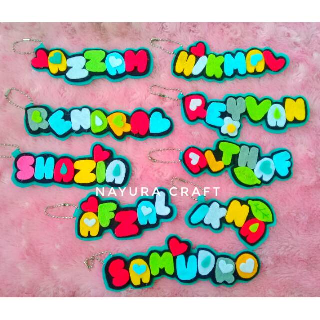 Gantungan kunci nama flanel/gantungan flanel/ganci nama/flanel