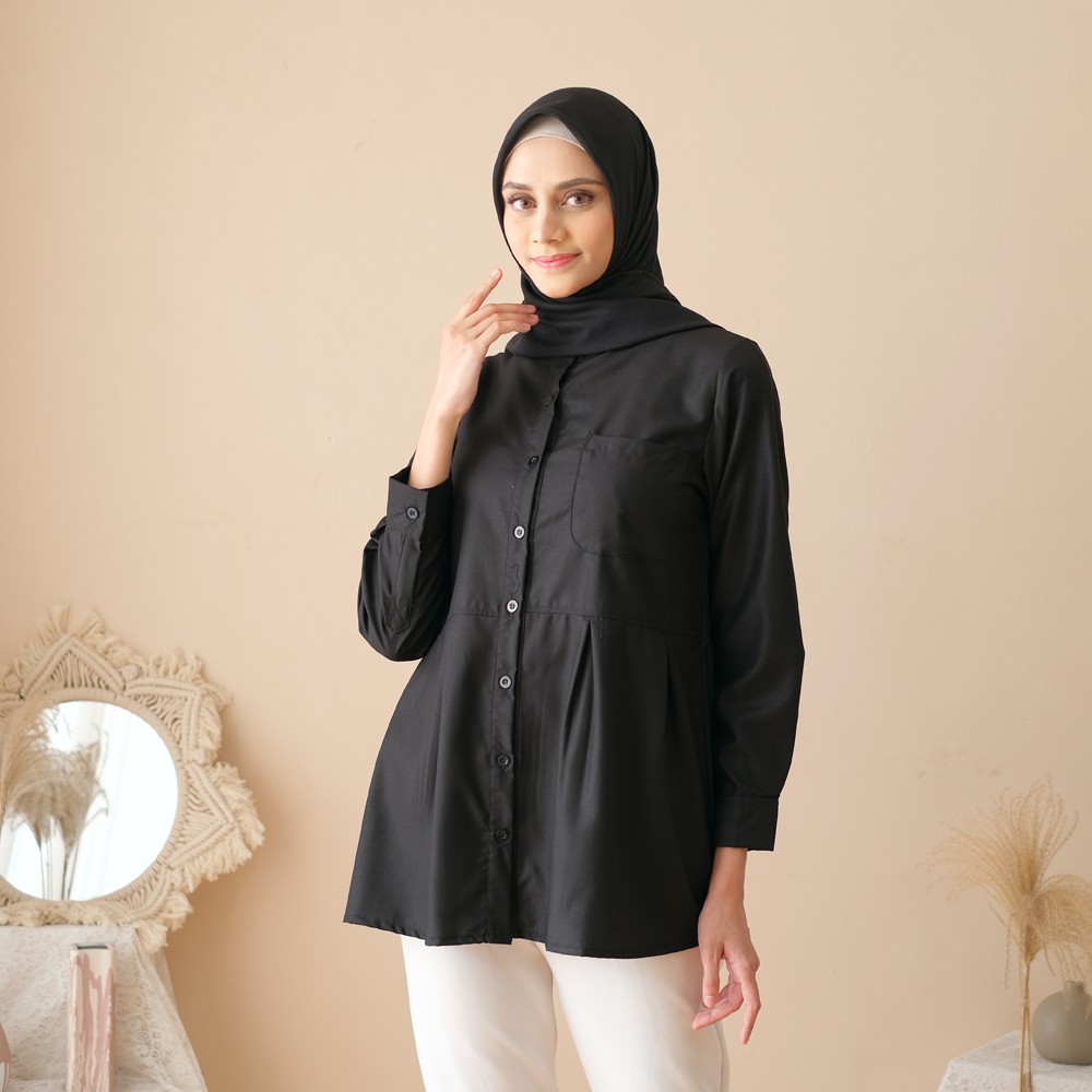 COD - M, L, XL, XXL - ORIGINAL Ayesa Top SKU ke 1 - Pakaian Kemeja Kerja Wanita by Hijab Mamah icis