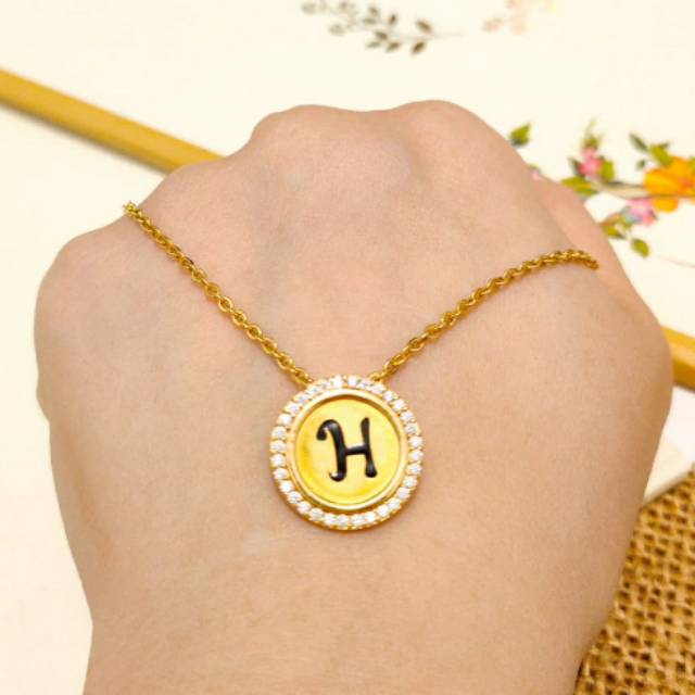 Necklace Pendant Request Huruf Jewellery Gold Shop Kalung Emas asli
