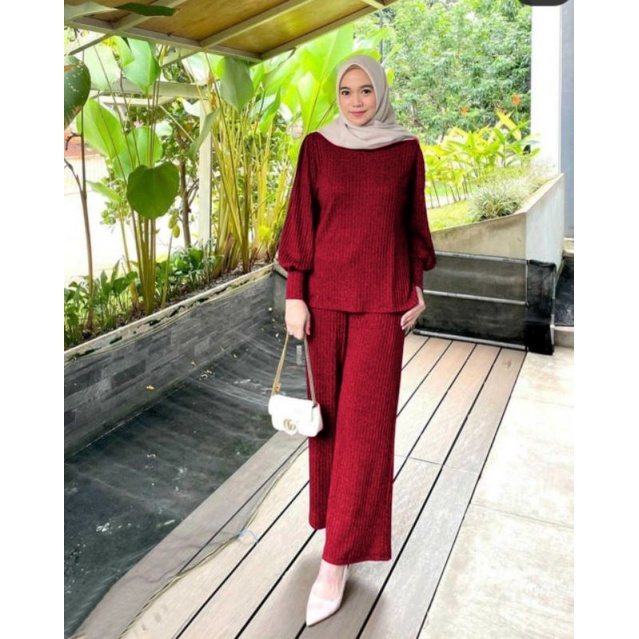 SET CELANA KULOT HARAGA, KNIT PREMIUM, GAMIS HIJAB MUSLIM, SETELAN