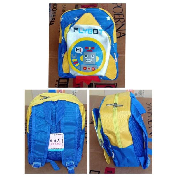 tas anak laki import rocket robot blue fashion murah