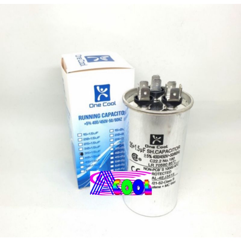 Kapasitor AC 35+1,5 uf 3 Soket/Running Capacitor-Kapacitor 35+1,5uf