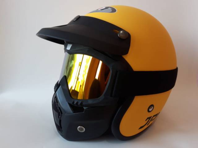 Helm jpn kuning dof dengan goggle mask