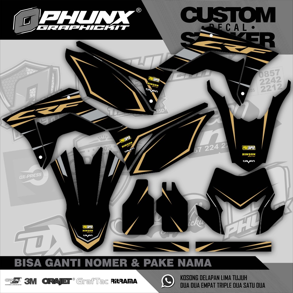 Stiker Decal CRF 150 L nomer Polos List Gold