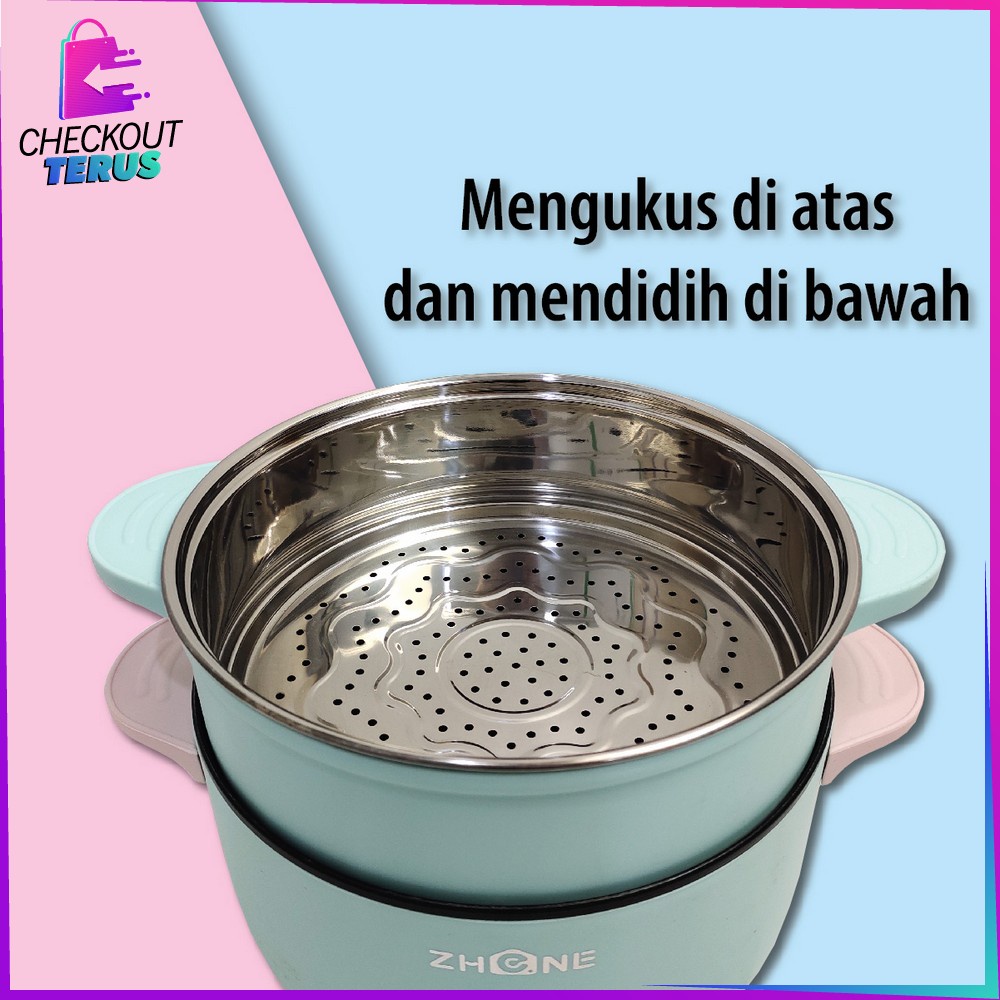 CT C521 Panci Listrik Electric Kukusan Serbaguna Panci Anti Lengket Cooker Tingkat Lapisan Keramik Multifungsi