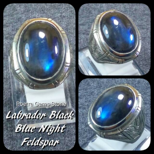 CINCIN LABRADOR BLACK BLUE NIGHT FELDSAPR BIAS BIRU DIJAMIN CAT EYE