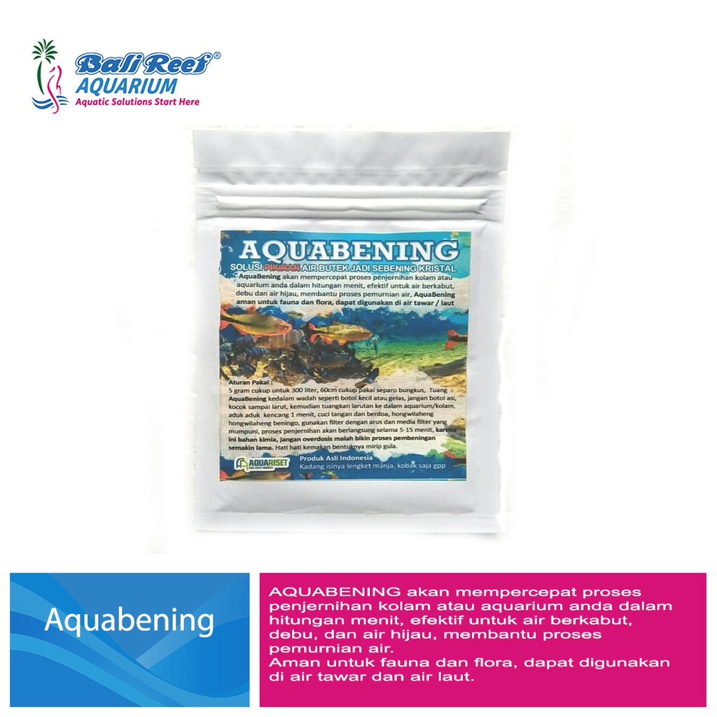 Aquariset Aqua Bening Penjernih Air Aquarium Bubuk Penjernih Air Aquascape Isi 5 Gram