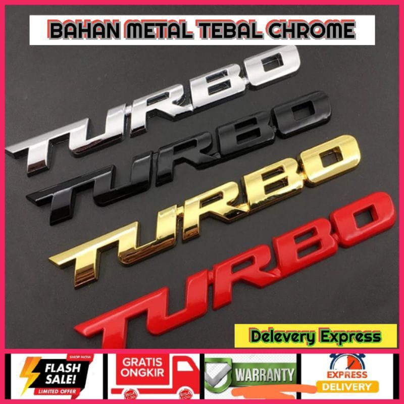 Emblem Mobil Huruf Turbo Bahan Metal