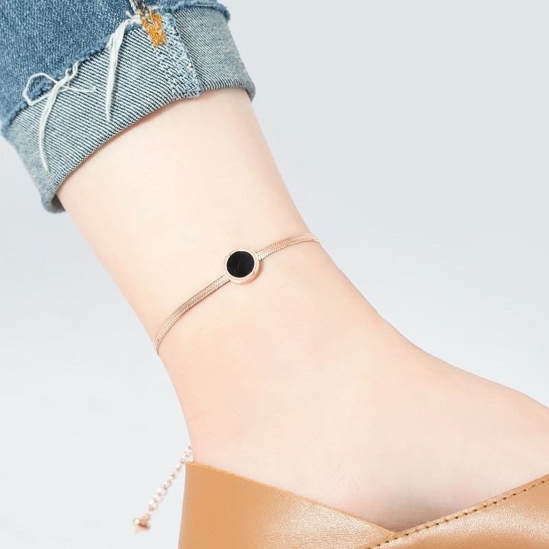 gelang kaki titanium original asli stainless steel terbaru termurah tercantik terlaris mata hitam