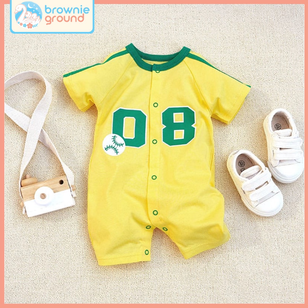 BROWNIEGROUND - Jumper bayi lengan pendek 0-24 bulan motif 08 KUNING / baju bayi IMPOR KOREA / jumper baby lucu