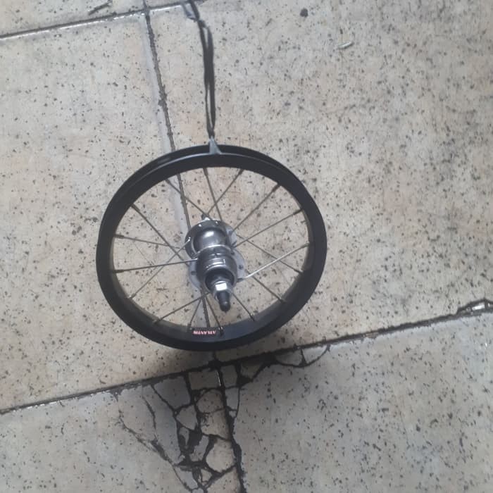 velg sepeda anak wheelset 12 aloy hitam belakang