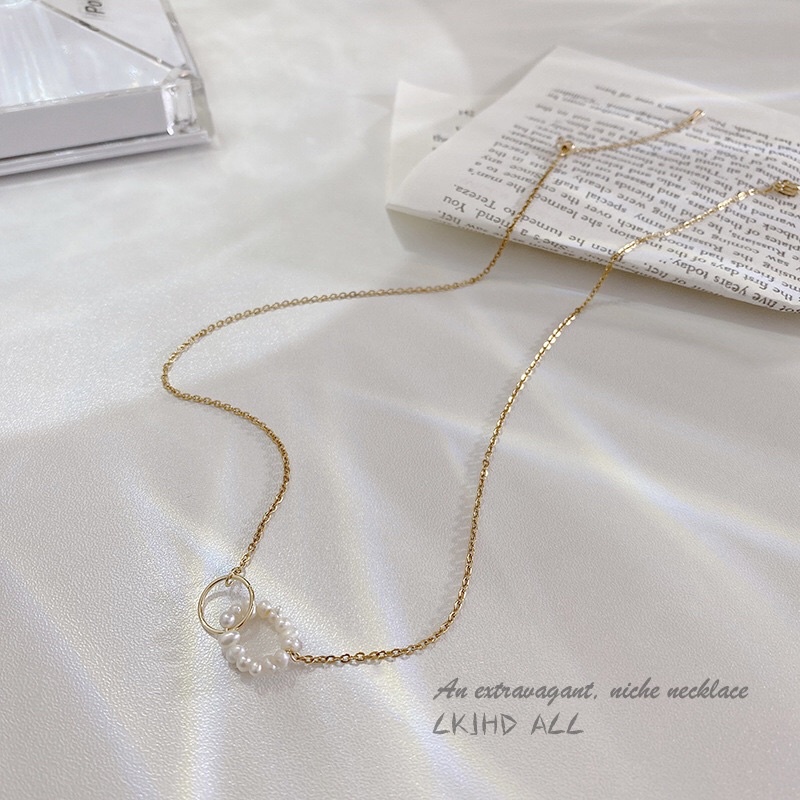 Kalung Titanium Mutiara Vintage Trending Korea Fashion Style