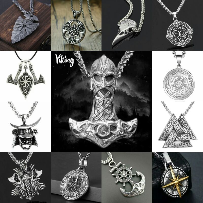 Kalung pria tengkorak symbol viking series