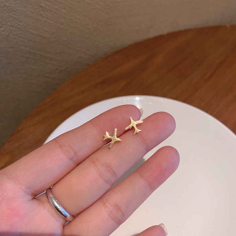 Candy Jewelry Fashion Gold Plated Stud Earrings Heart Star Mini Earring for Women Metal Ear Studs Moon Airplane Leaf 1 Pair