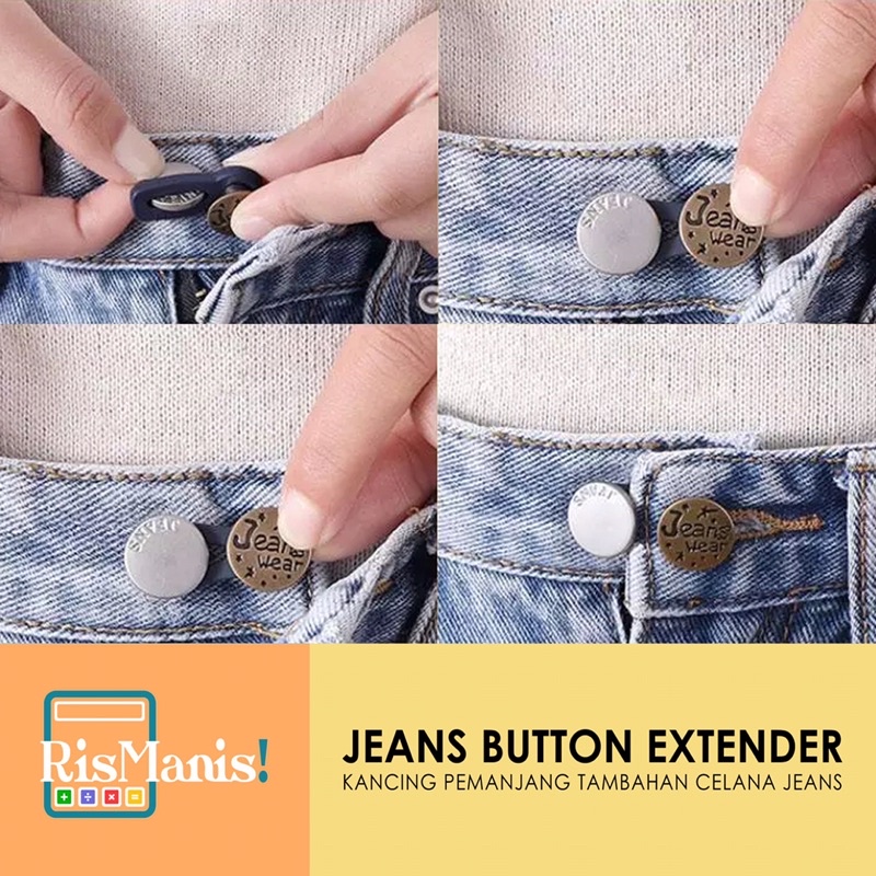 JEANS BUTTON EXTENDER - Kancing Metal Tambahan Pemanjang Pinggang Celana Jeans Sempit Button Expand