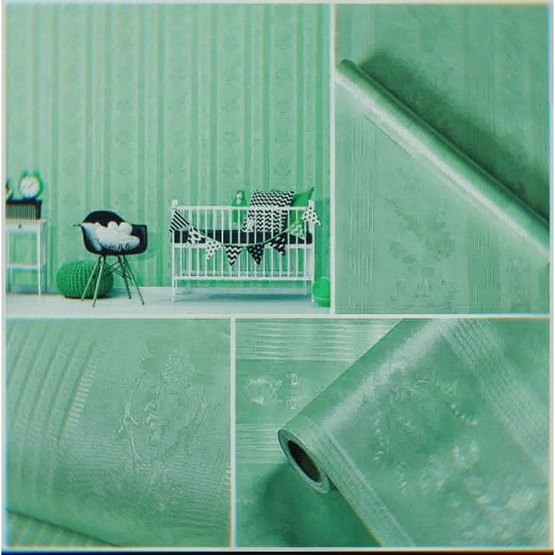 Wallpaper Polos Hijau Wallpaper Dinding Hijau Polos Bertekstur Batik Bunga Mewah