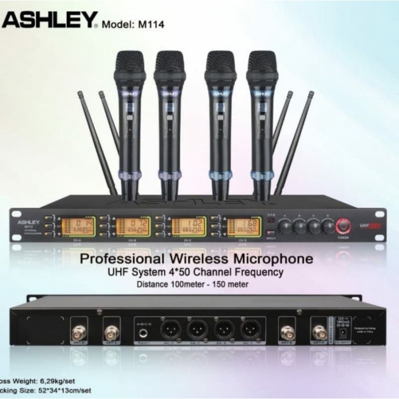 Mic Wireless isi 4mic Mikropon Ashley M114 Mikrofon Ashley M 114 Ashley M-114