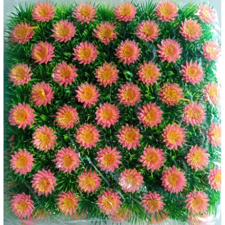 Rumput sintetis Rumput Dasar Rumput Dekorasi 25X25cm motif bunga Random
