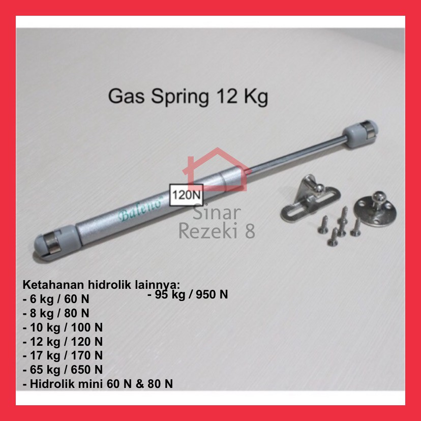 Jual Hidrolik Gas Spring BALENO 120 N 12 kg / Pegas Pintu Lemari Dapur ...