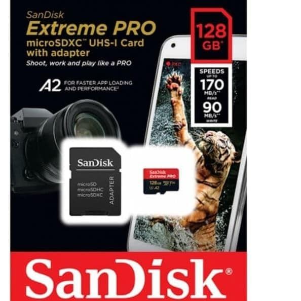 Memory 128GB 200mbps | Sandisk Extreme Pro Micro SD CL10 128GB SDHC A2, UHS-1, R/W 200mbps - Origanal Garansi Resmi