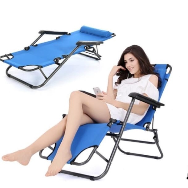 Kursi Malas Kursi Lipat Kursi Santai Kasur Lipat Folding Bed-9903 biru