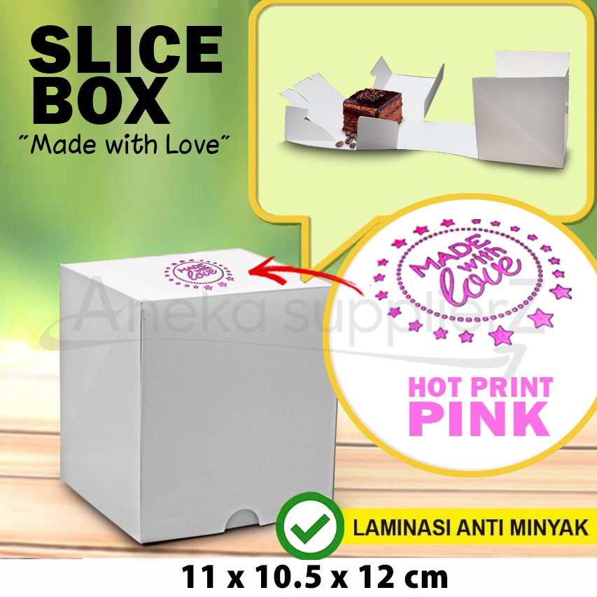 

Cake Box - Kotak Kue - Box Kue - Dus Kue SLICE -PUTIH-11 x10.5x 12 cm (20 pcs)