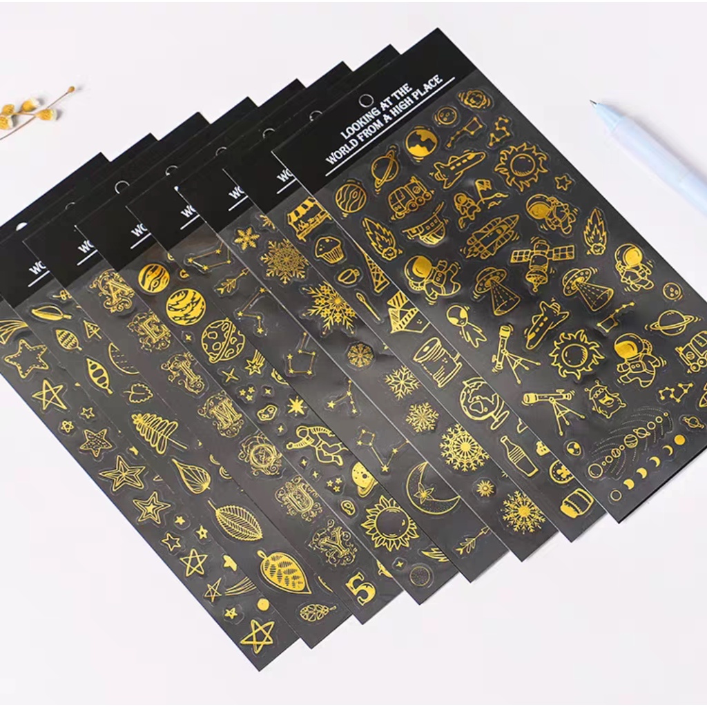 

1 Lembar STICKER PVC GOLD Stiker Emas Transparan Aesthetic