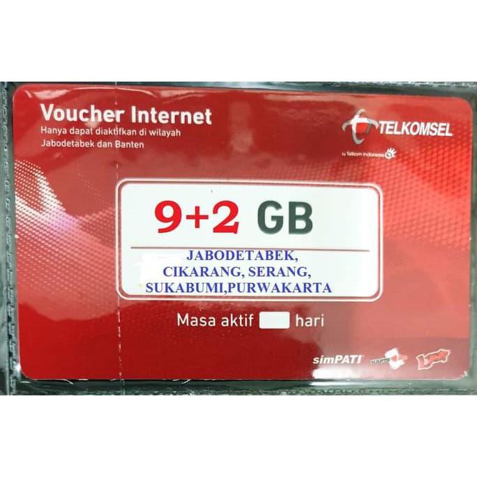 Voucher data Telkomsel 11GB Kuota 9+2 GB GRATIS ONGKIR