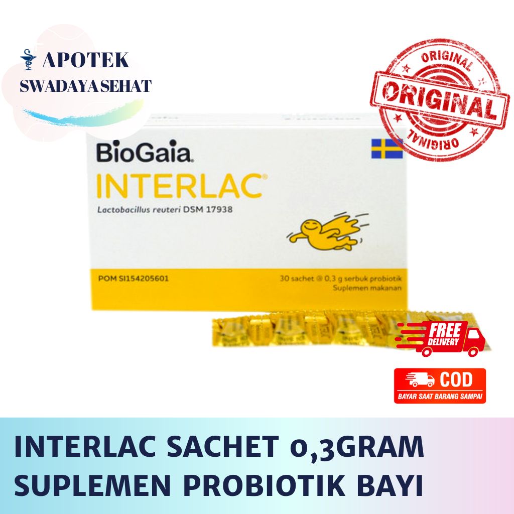 INTERLAC SACHET 0.3GR Strip Ecer - Interlak Suplemen Probiotik Pencernaan Bayi Anak Diare