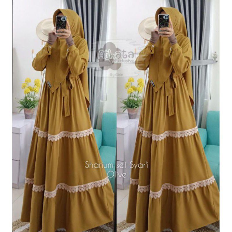 Shanum set ori athata, gamis ity crepe, gamis set