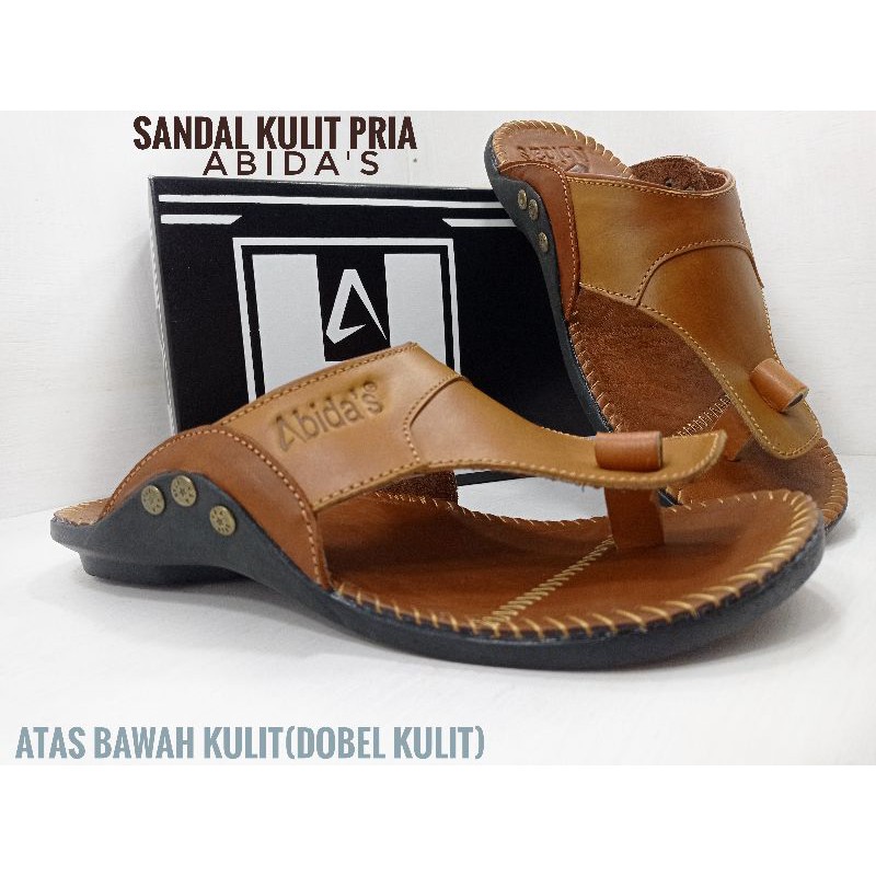 Sandal Pria Full Kulit ( Alas & Japit ) Kulit Asli 100% Sandal Santai Sandal Casual