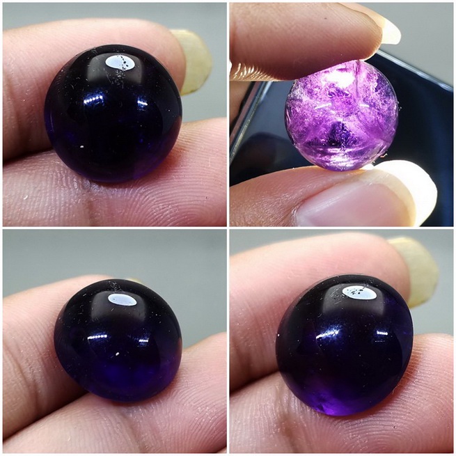 Batu Permata Bagus Kecubung Wulung Hitam Tembus Ungu