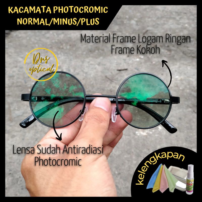 Kacamata Boboho Minus Photocromic | Kacamata Bulat Minus Lensa Antiradiasi Photocromic Pria Wanita