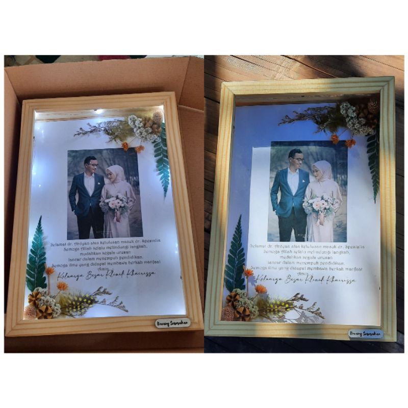 frame kaca kado nikah , kado ultah, kado anniversary frame rustic