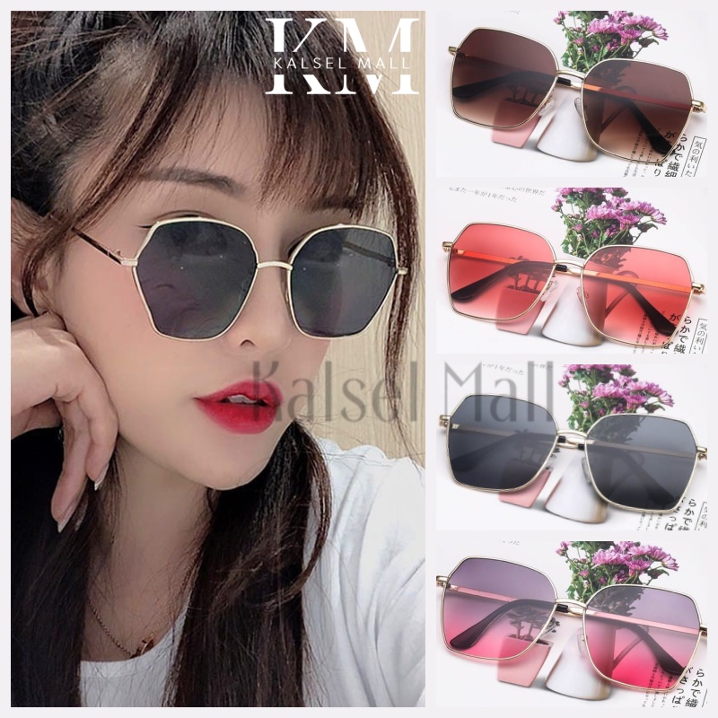 Frame Kacamata Hitam Sunglasses Diameter Besar Fashion Wanita &amp; Pria Fashion Korea Kcamata Anti SIlau Sinar UV Ultraviolet Matahari  Sunglass Model Mewah Artis Retro KCH4