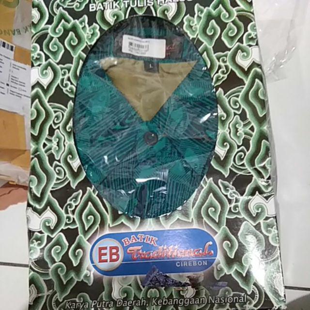 Eb Tradisional Kemeja Batik Kombi Semi Sutra Lengan Panjang Hijau Tosca
