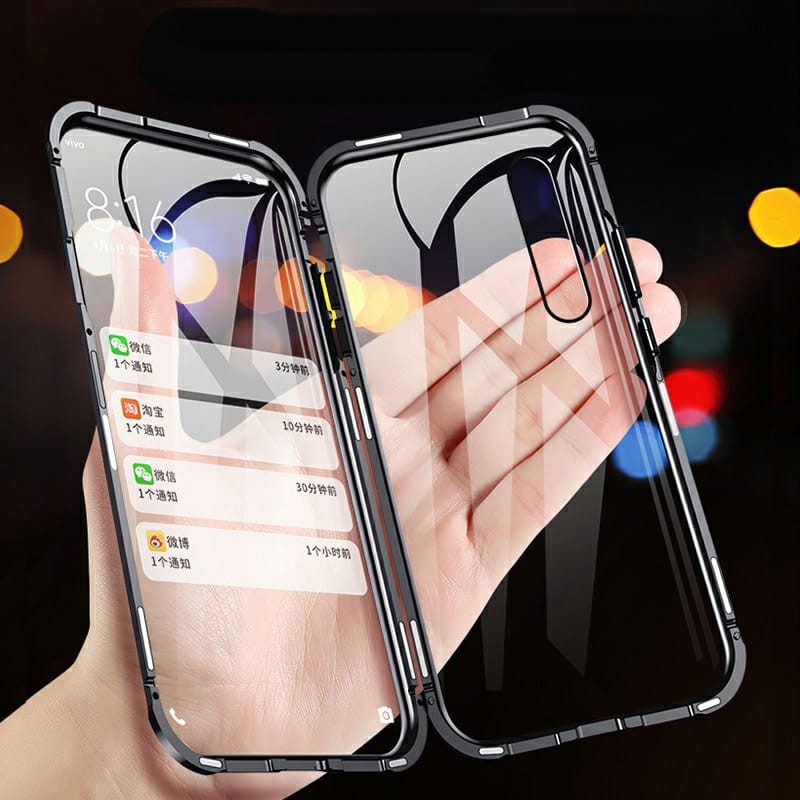 Case Magnetic DEPAN BELAKANG Realme 5 Pro Premium Case 2in1 Double Glass