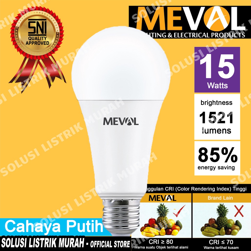 Meval Lampu LED Bulb Advance 15W - Putih