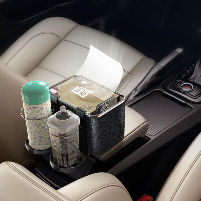 Kotak Tisu mobil/ tempat tisu mobil/car seat organizer/storage box mobil/Botol Minum storage mobil/2pc Cup Holders