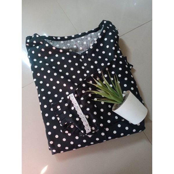 gamis polkadot katun jepang ori tokai