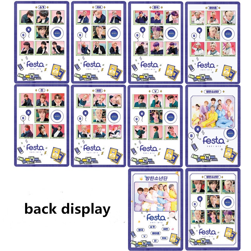 55pcs/box BTS Photocards 2021 Festa Album LOMO Card V JK Photocard Postcard ((In STOCK) Kpop fan)