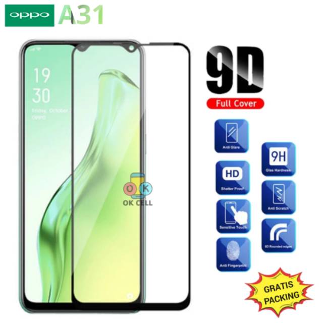 TG Anti Gores Layar Oppo A31 Tempered Glass Full Screen Guard protector Pelindung HP Premium