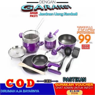 Panci Set Teflon SUPRA 12 Pcs Steamer Rosemary Cookware Premium Anti Lengket Warna Ungu