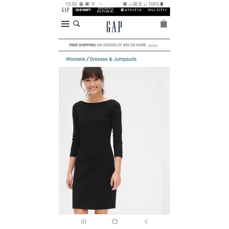 GAP MIDI DRESS BLACK