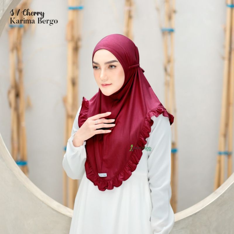 Alya hijab by naja Karima bergo instan premium kekinian terlaris-Cherry